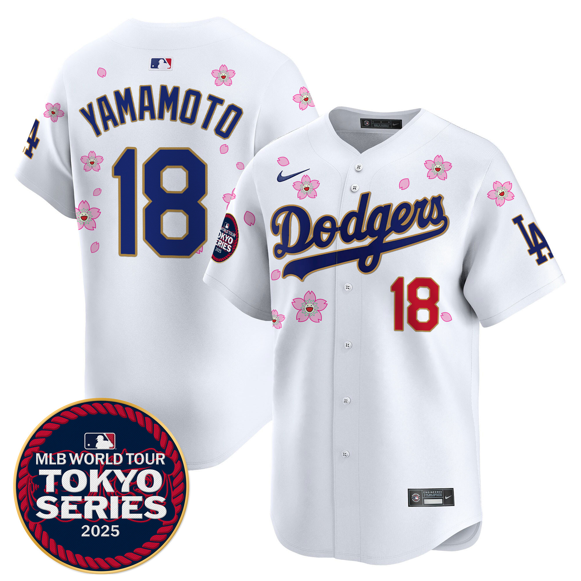 Men Los Angeles Dodgers 18 Yamamoto Tokyo Series white Limited Stitched 2025 Jersey style 8